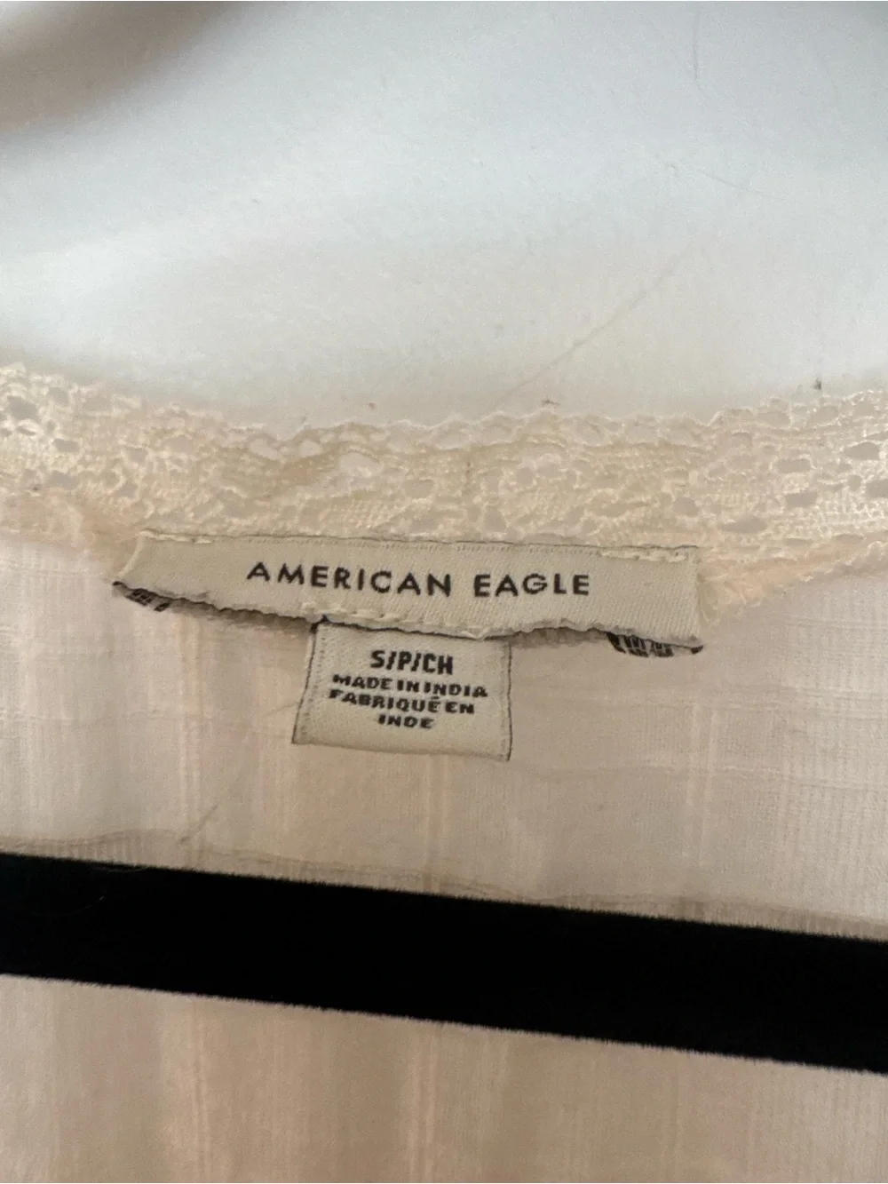 Women’s American Eagle Dainty Cream Lace-Trim Ruffle Hem Dress